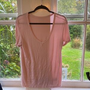 American Eagle Outfitters Light Pink V-Neck Tee
